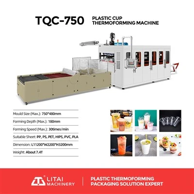 Máquina formadora automática de tampa de copo de plástico/papel TQC-750